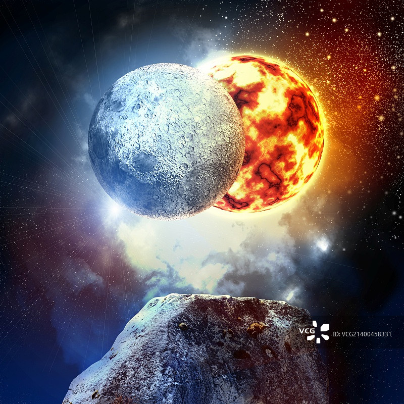 奇幻太空中行星图片素材