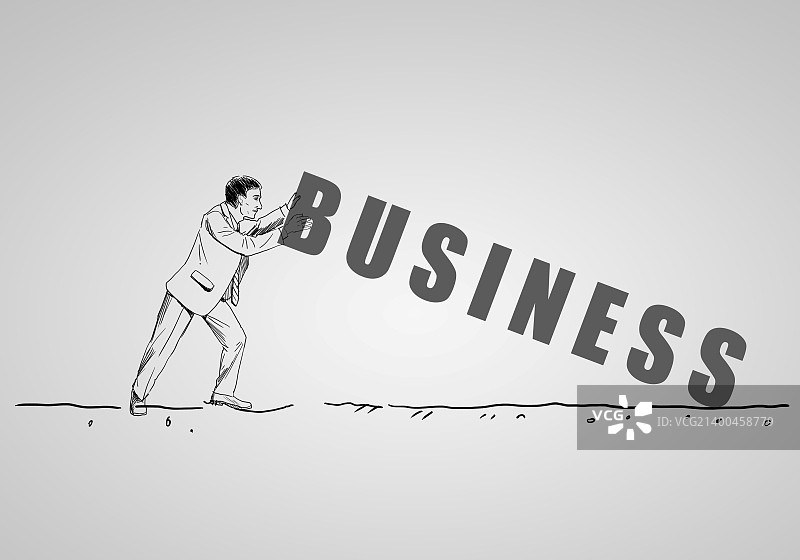 商务人士与BUSINESS字母绘画图片素材