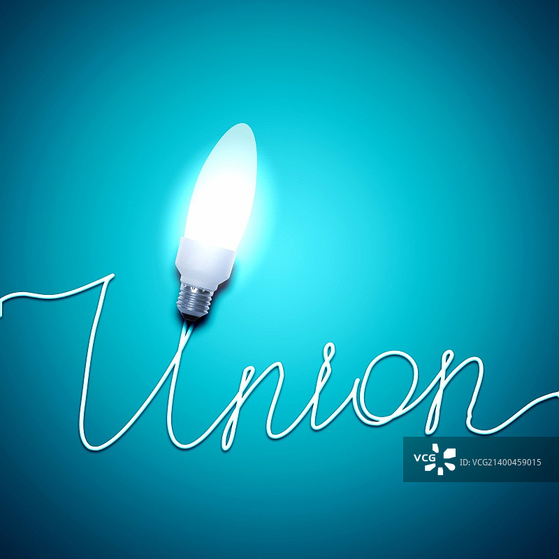 带有Union字样的灯泡插画图片素材
