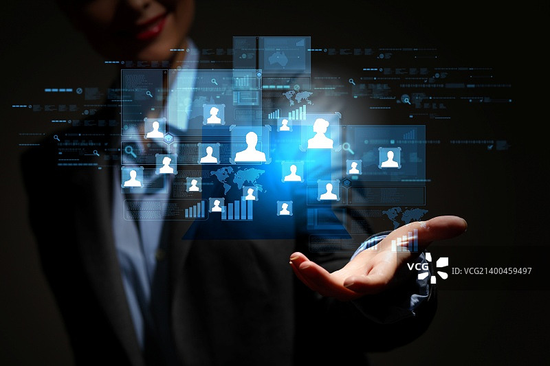 现代无线技术和社交媒体插图图片素材