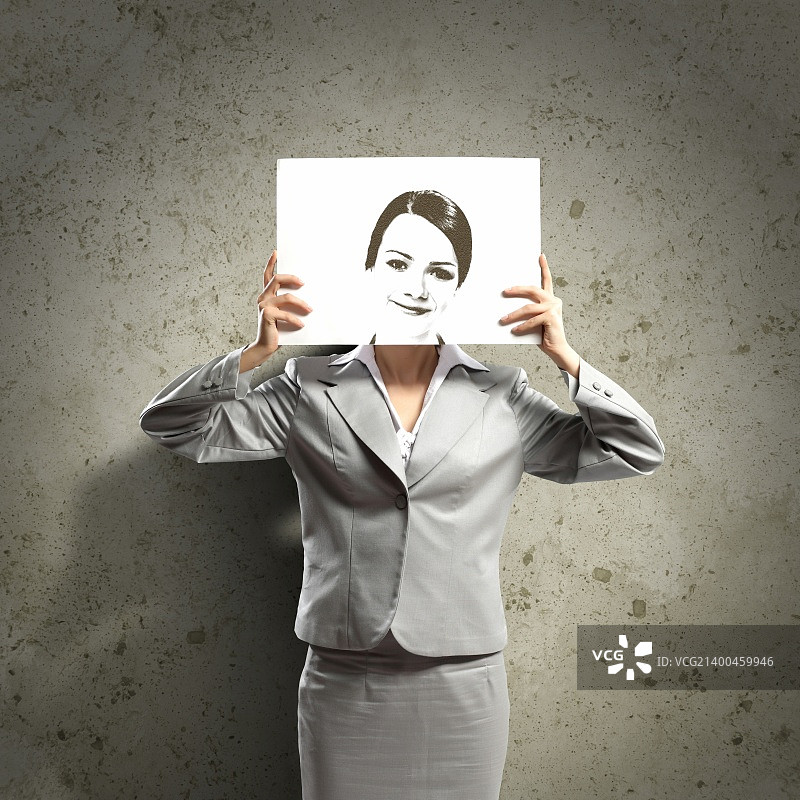 女商人持画概念照片图片素材