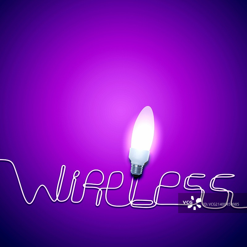 节能灯泡和无线文字概念插图图片素材
