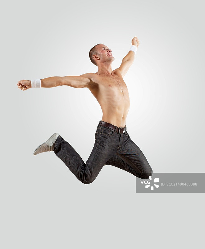 现代风格男舞者跳跃姿势插画图片素材