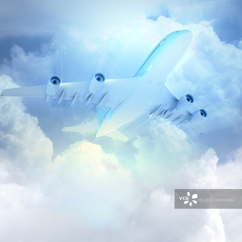 在多云天空飞行的飞机图片素材