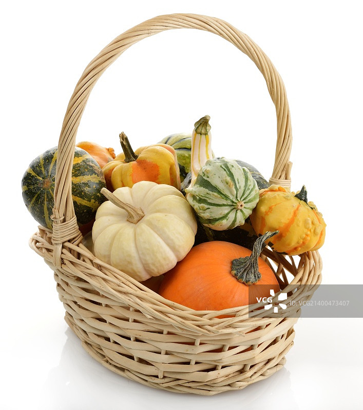 篮子里的迷你南瓜图片素材