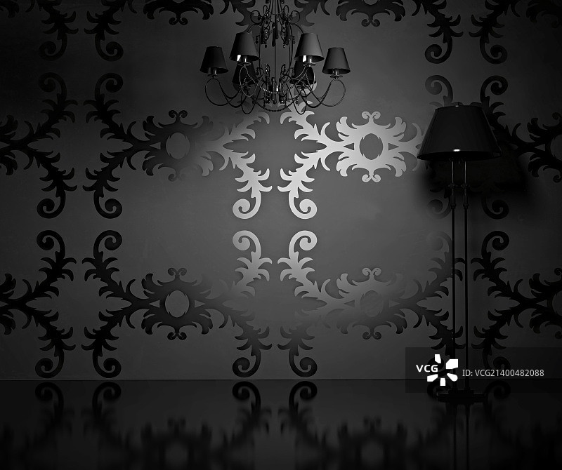 现代空白室内墙壁（3D渲染）图片素材