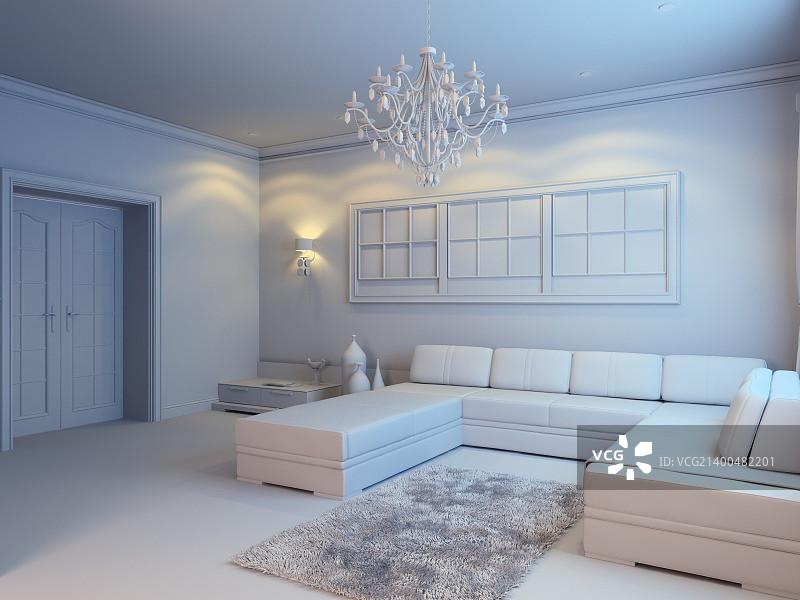 现代白色风格客厅内饰图片素材