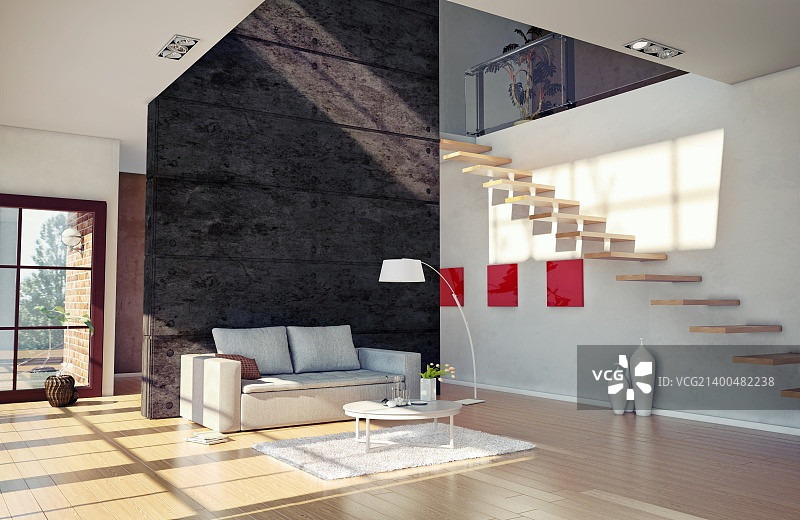 精美现代客厅室内设计（CG插画）图片素材