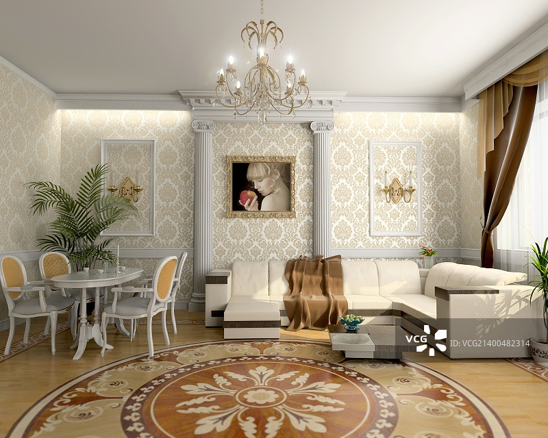 现代客厅内饰（3D渲染）图片素材