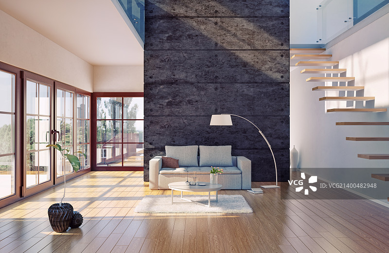 精美现代客厅室内设计（CG插画）图片素材