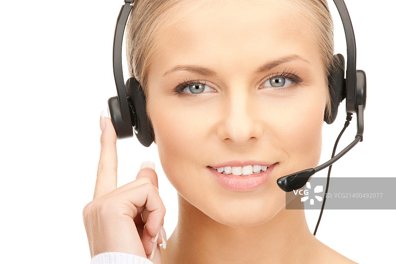 明亮的图片友好的女性热线接线员图片素材