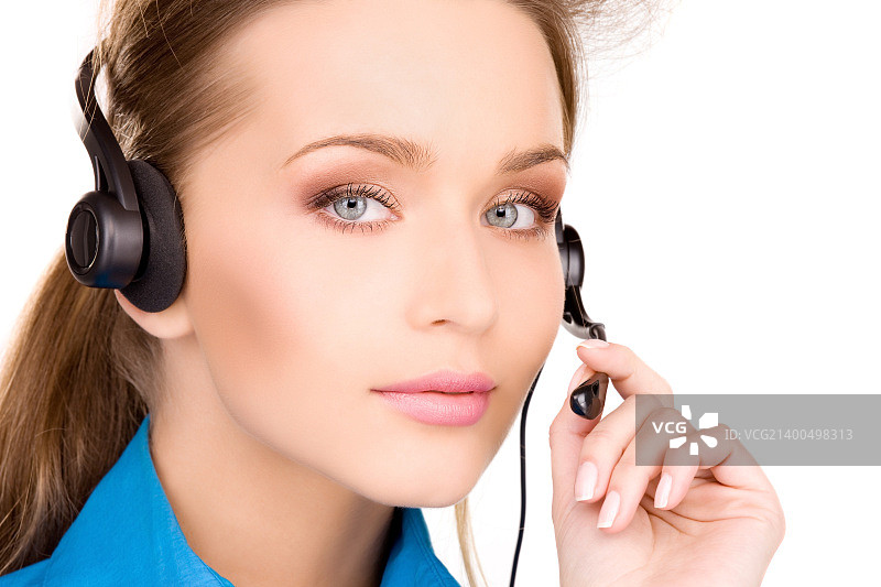 明亮的图片友好的女性热线接线员图片素材