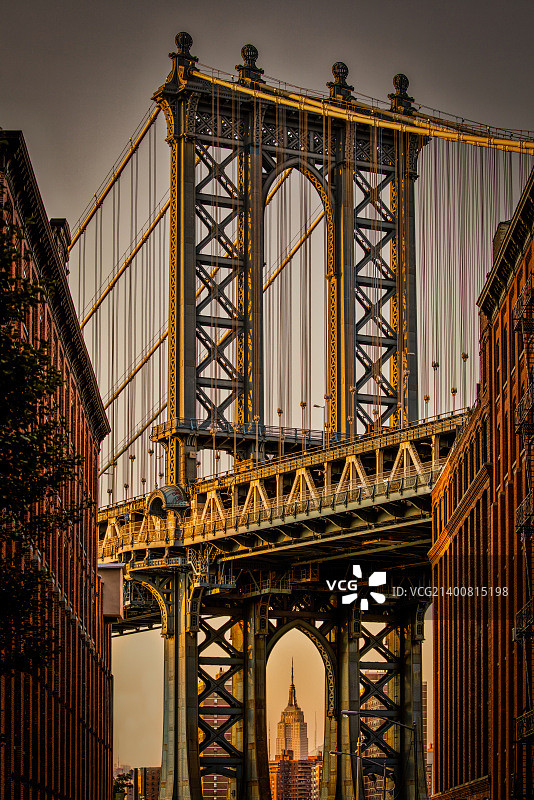 曼哈顿大桥与帝国大厦图片素材