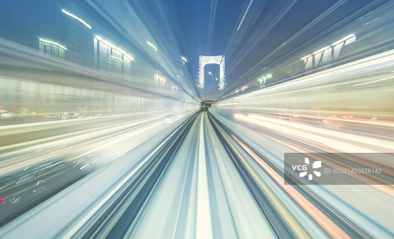 通过东京单轨列车体现的高速技术概念图片素材