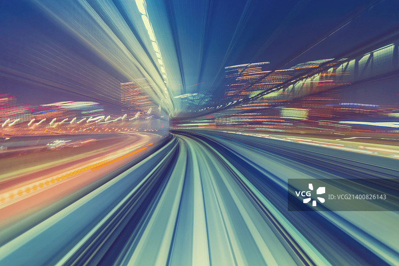 通过东京单轨列车体现的高速技术概念图片素材