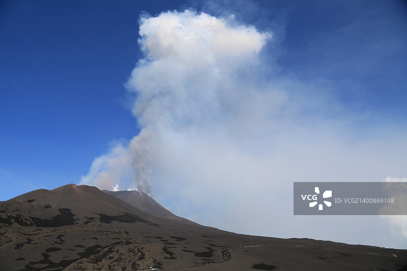 埃特纳火山：喷发，西西里岛图片素材