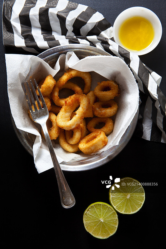 炸鱿鱼圈海鲜小吃图片素材