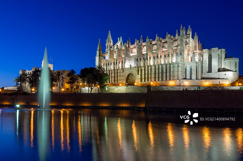 蓝色时刻的帕尔马大教堂图片素材