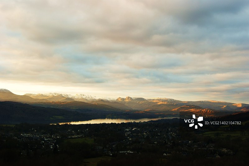 温德米尔湖和朗代尔峰图片素材