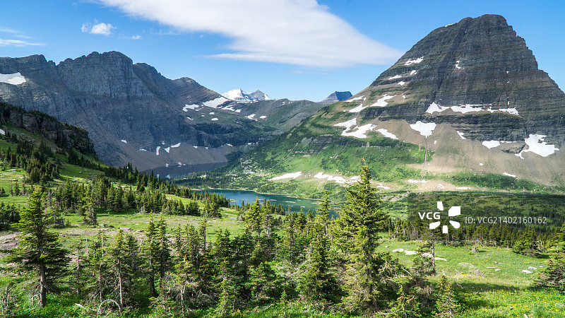 冰川国家公园的隐秘湖泊图片素材