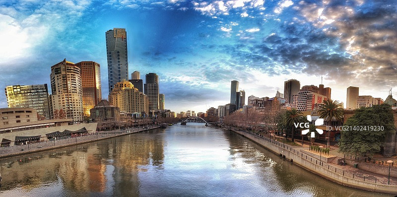 澳大利亚墨尔本亚拉河日落图片素材