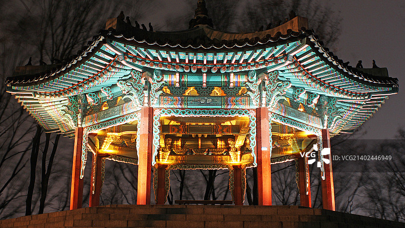 韩国传统八角亭图片素材