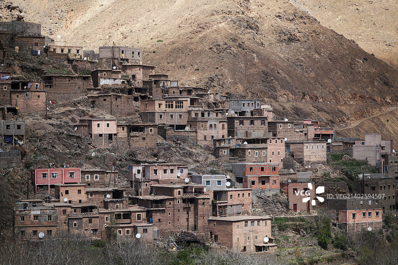 摩洛哥阿特拉斯山脉的卫星城图片素材