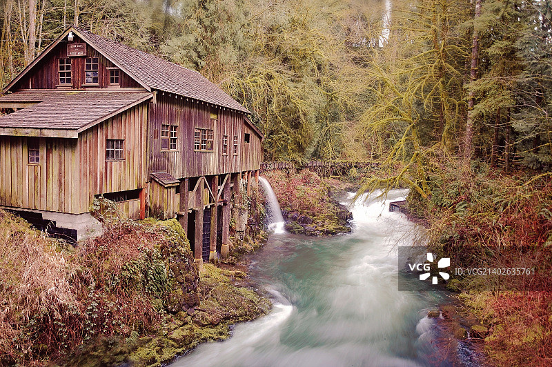 华盛顿州雪松溪石磨坊图片素材