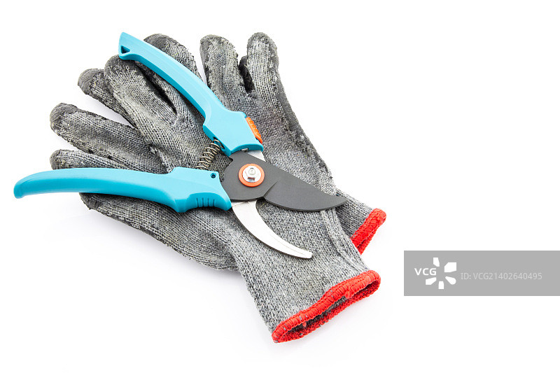 修枝剪和园艺手套图片素材