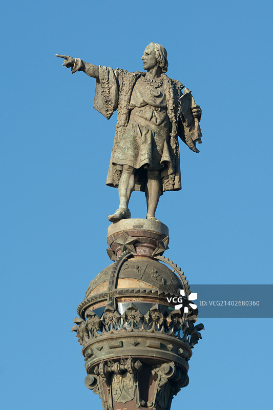 巴塞罗那兰布拉大街上的克里斯托弗·哥伦布雕像图片素材