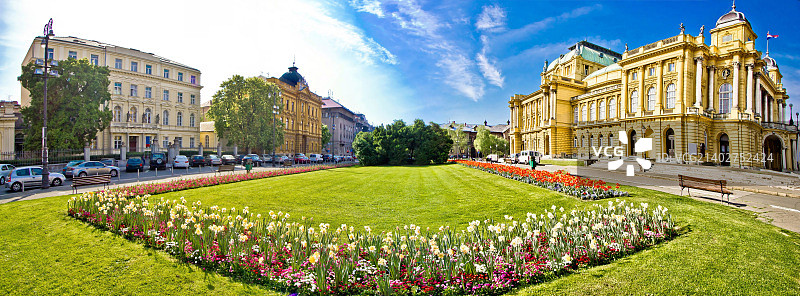 萨格勒布剧院广场全景图片素材