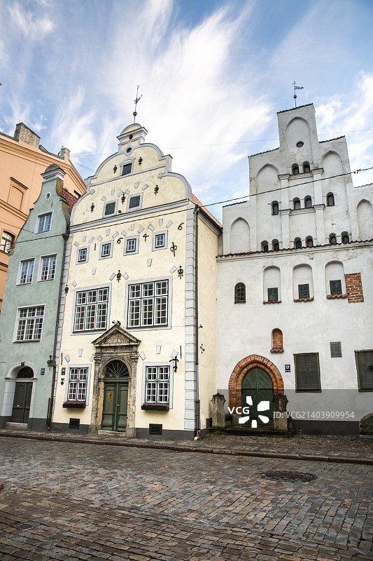 里加老城的三兄弟住宅建筑群，拉脱维亚图片素材