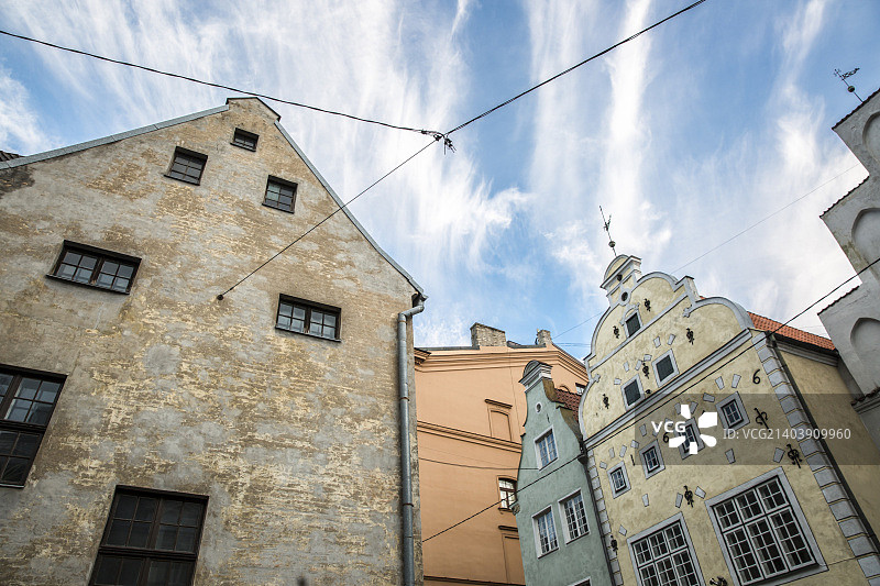 里加老城的三兄弟住宅建筑群，拉脱维亚图片素材