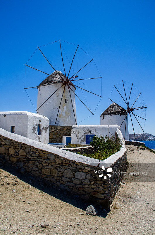 米科诺斯风车图片素材