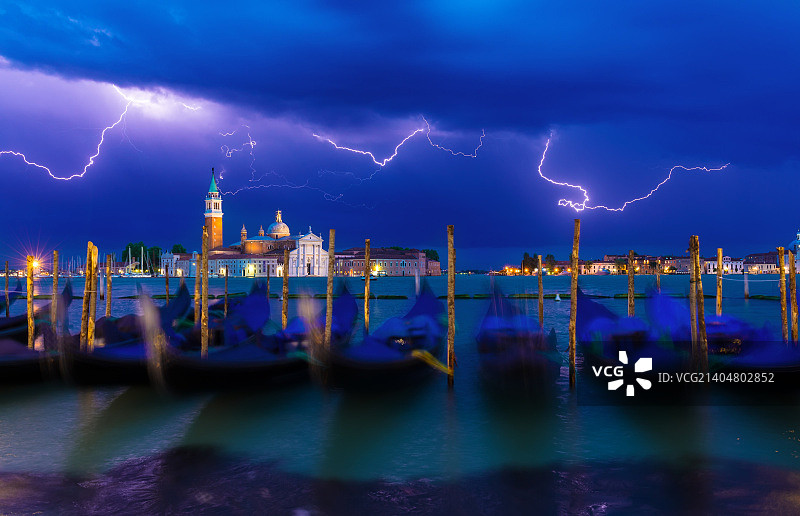 意大利威尼斯大运河上的雷暴图片素材