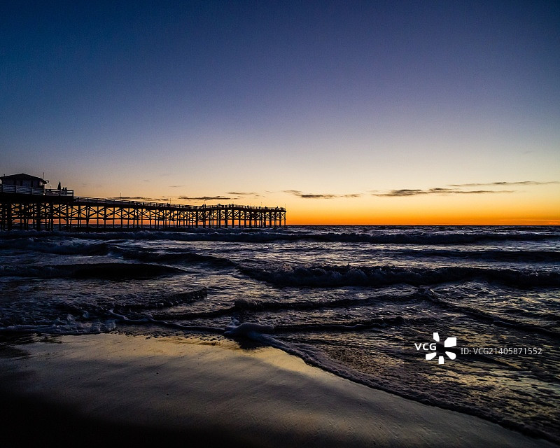 圣地亚哥水晶码头日落，加利福尼亚州图片素材