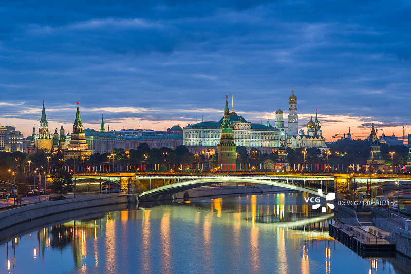 俄罗斯莫斯科克里姆林宫和大石桥图片素材