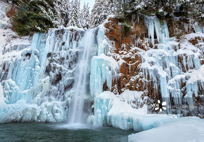 富兰克林瀑布，喀斯喀特山脉，华盛顿州图片素材