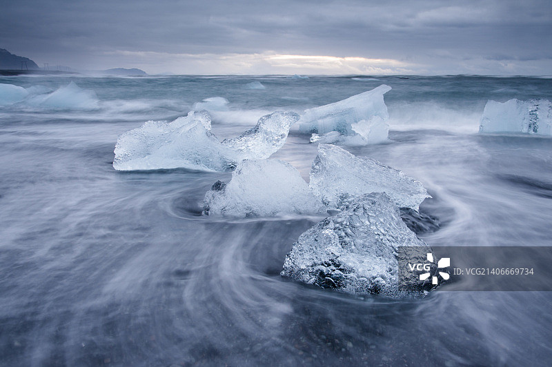 杰古沙龙冰河湖的清晨图片素材