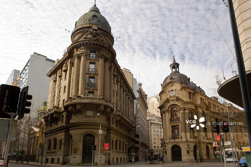 圣地亚哥证券交易所大楼和金融区图片素材