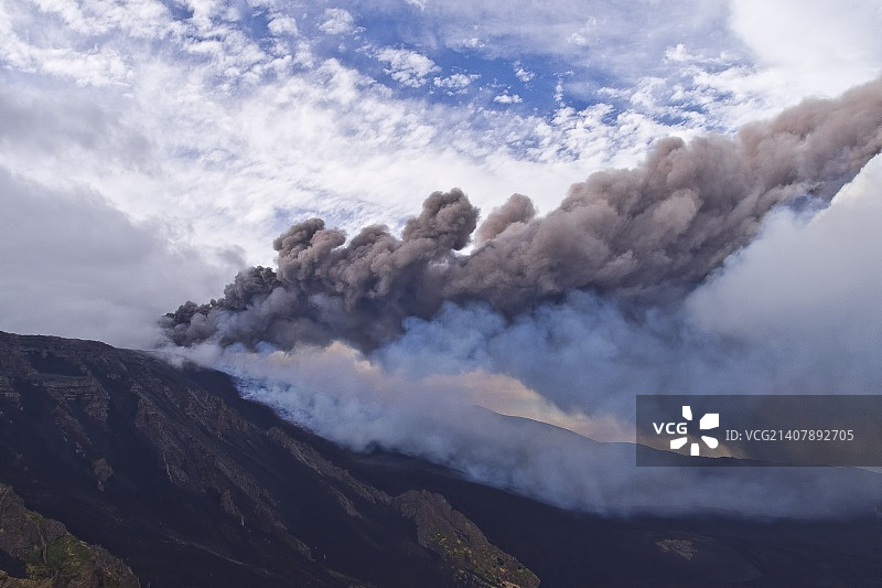 埃特纳火山上的斯特龙博利活动图片素材