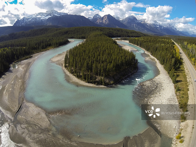 阿萨巴斯卡河180度景色图片素材
