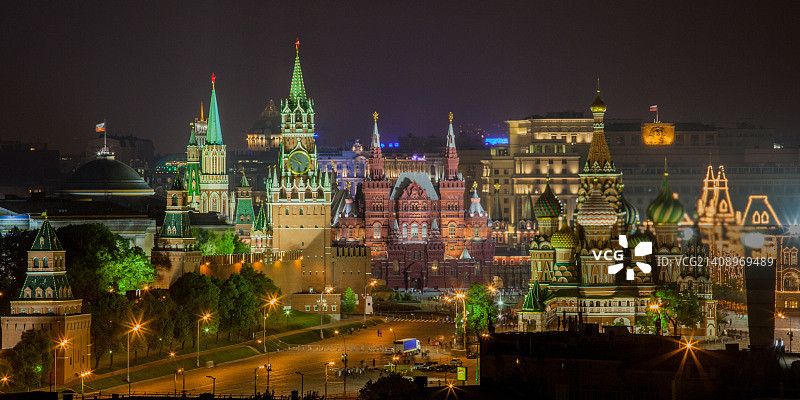 克里姆林宫、圣瓦西里广场和古姆百货商店图片素材