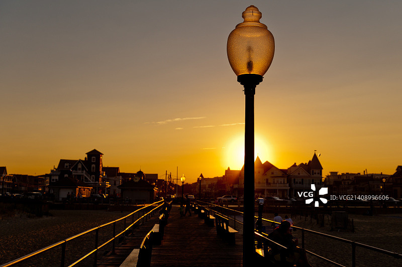 新泽西州海洋格罗夫日落图片素材