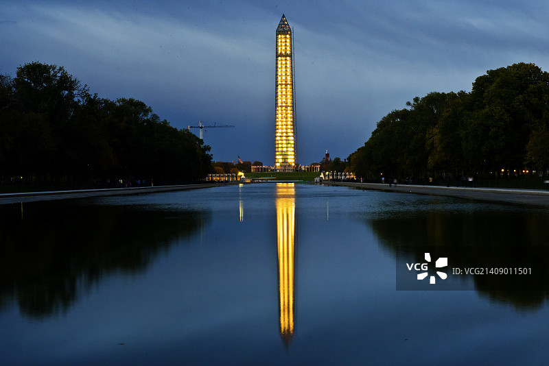 华盛顿纪念碑与倒影池图片素材