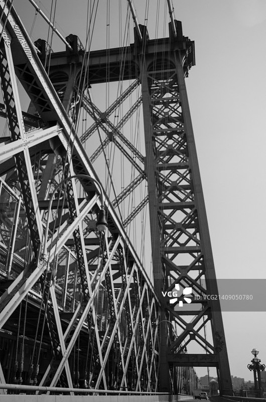 纽约市曼哈顿大桥黑白照图片素材