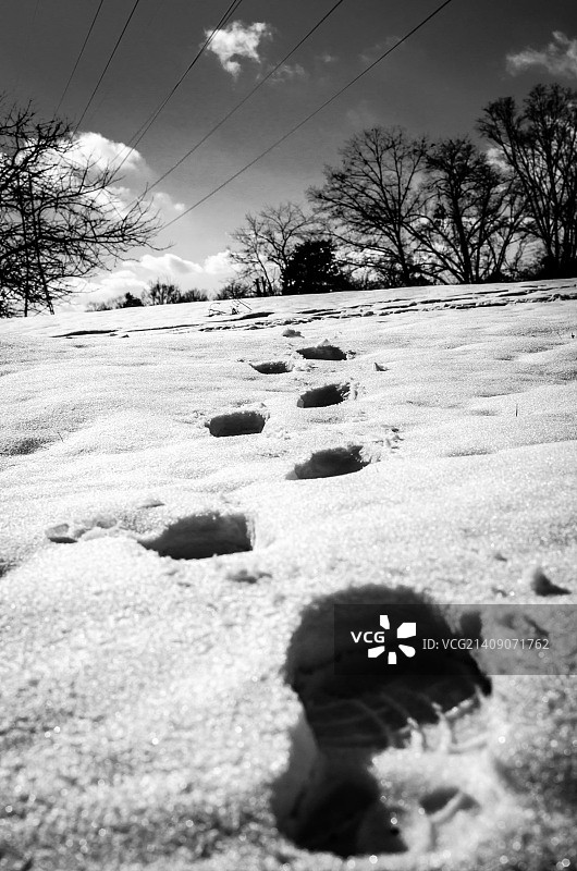 雪地上的脚印图片素材