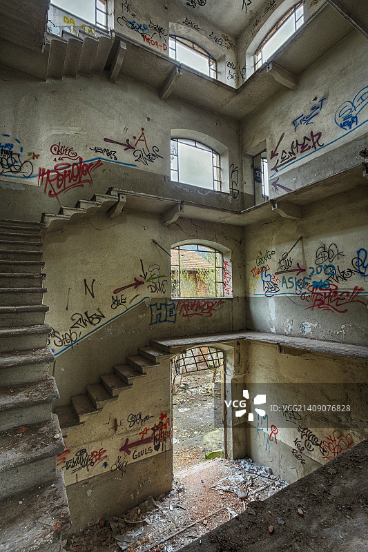 蒙贝洛精神病院 - 楼梯 - HDR图片素材