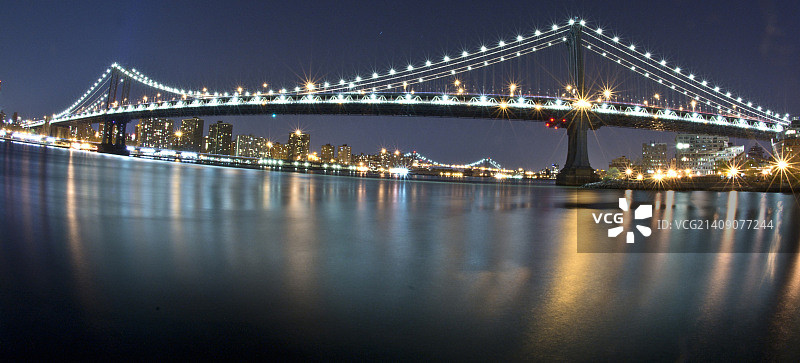 纽约市：曼哈顿大桥长曝光图片素材