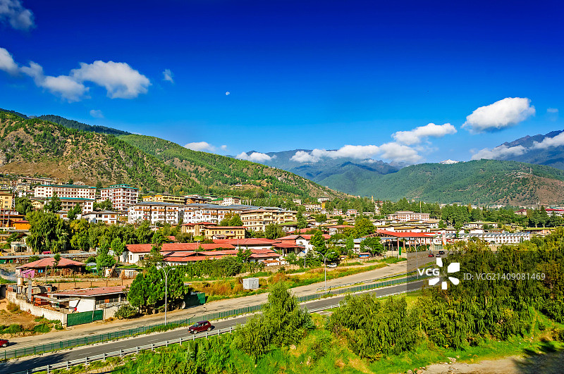 不丹首都廷布市景色图片素材